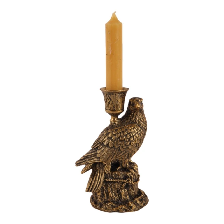 Kandelaber Fugle - 16 cm - guld - kunstharpiks