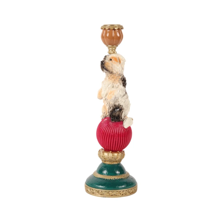 Kandelaber hund - 28,5 cm - flerfarvet - kunstharpiks