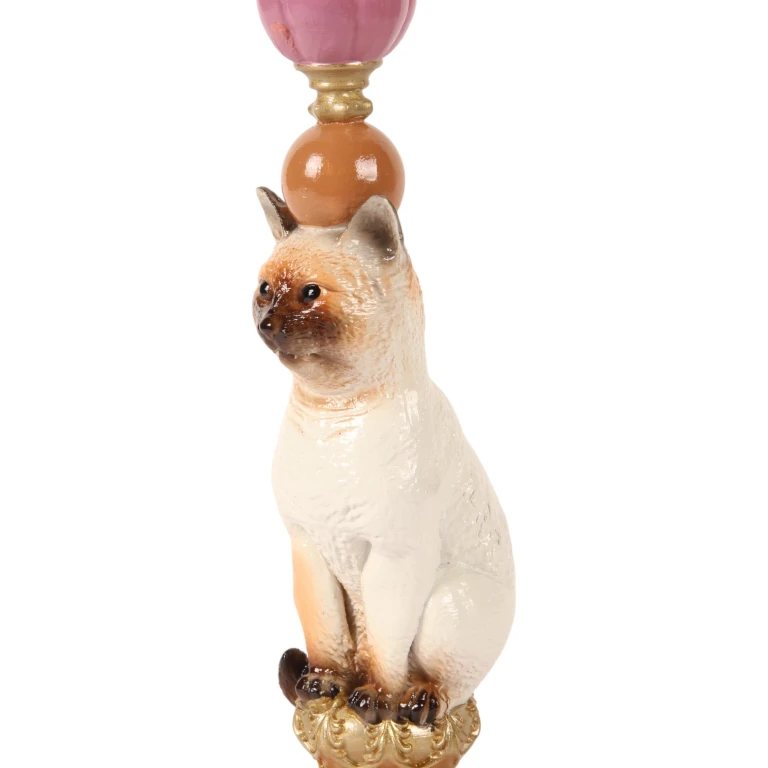 Kandelaber Kat - 26 cm - flerfarvet - kunstharpiks