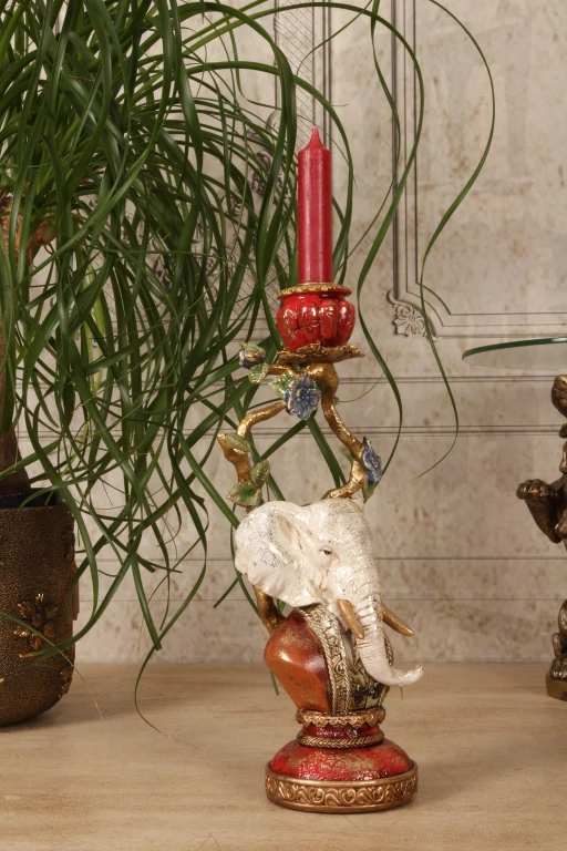 Elefantlysestage - 31 cm - flerfarvet - kunstharpiks