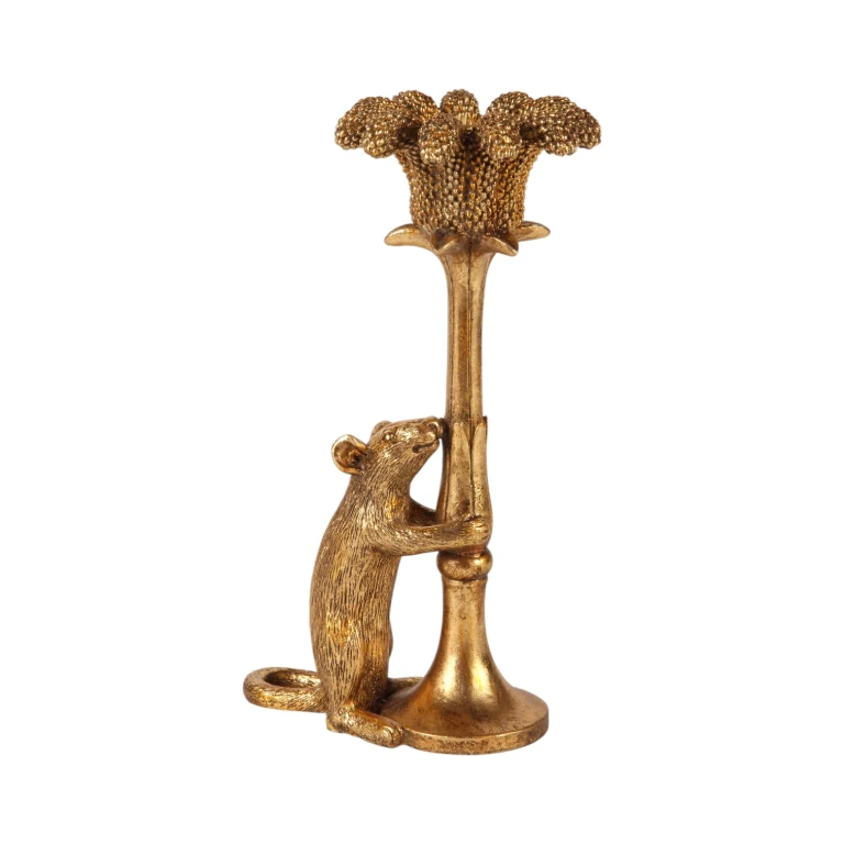 Kandelaber Mus - 22,5 cm - guld - kunstharpiks