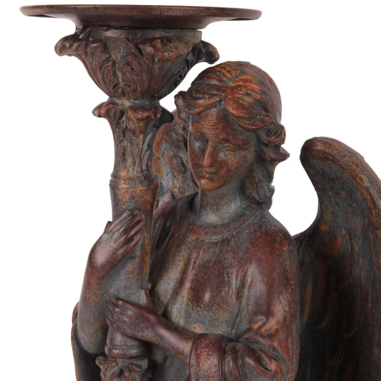 Kandelaber Engel - 40 cm - antik brun - kunstharpiks