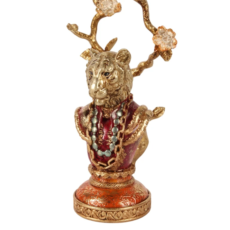 Kandelaber Løve - 31 cm - guld - kunstharpiks