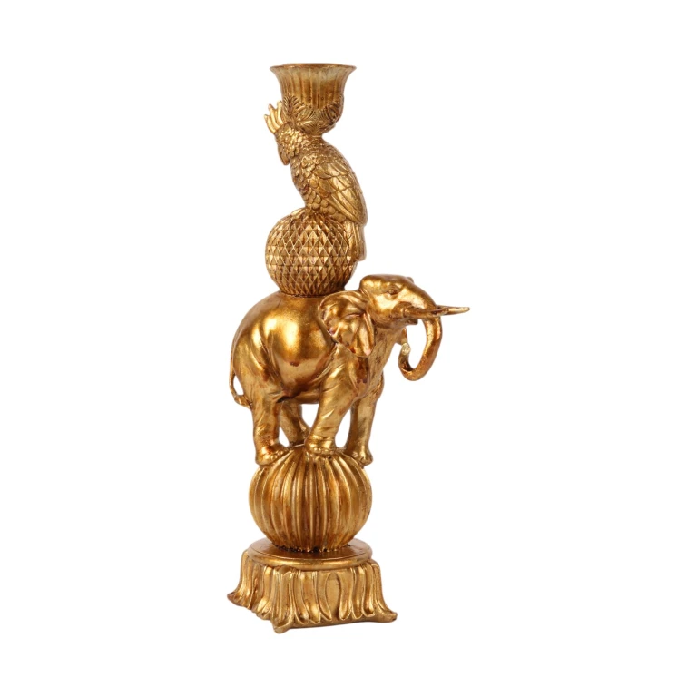 Elefantlysestage - 27 cm - guld - kunstharpiks