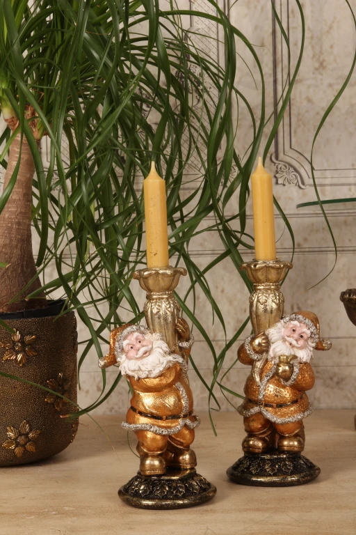Kandelaber Julemand - 23 cm - guld - kunstharpiks