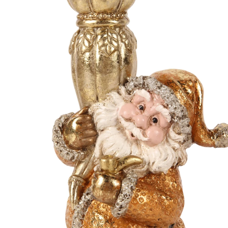 Kandelaber Julemand - 23 cm - guld - kunstharpiks