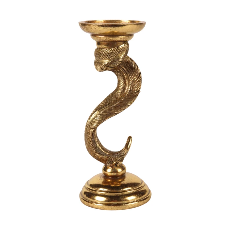 Kandelaber Fjer - 26,5 cm - guld - kunstharpiks - 1 stk
