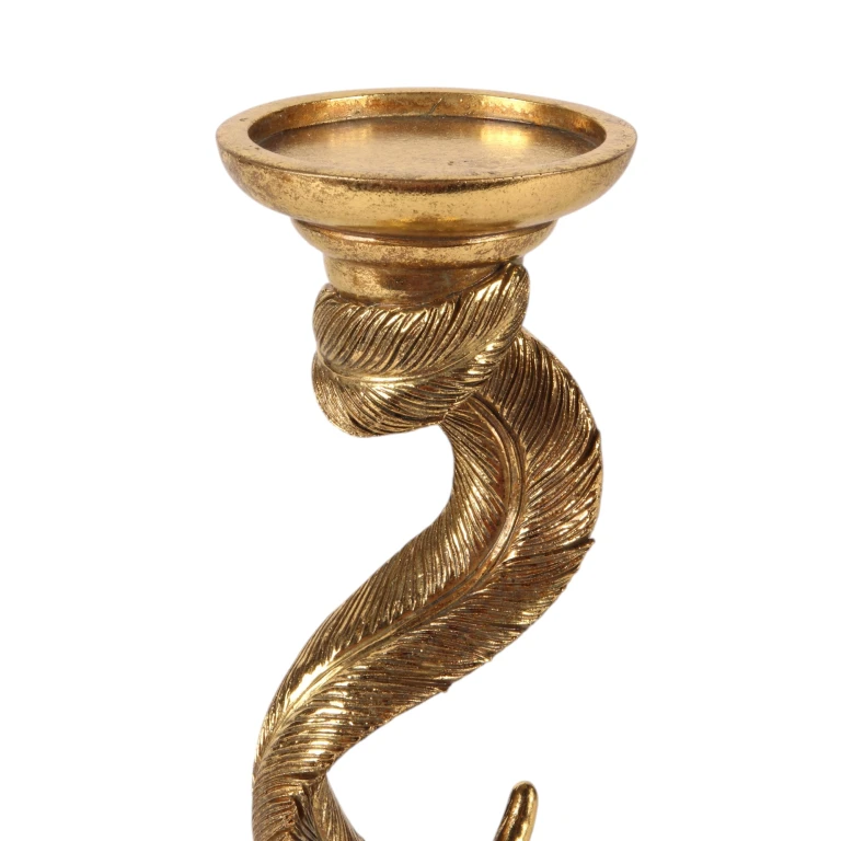 Kandelaber Fjer - 26,5 cm - guld - kunstharpiks - 1 stk