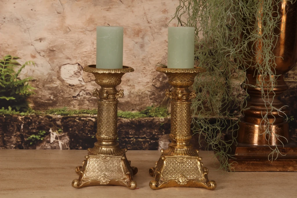 Kandelaber - 22,5 cm - guld - kunstharpiks
