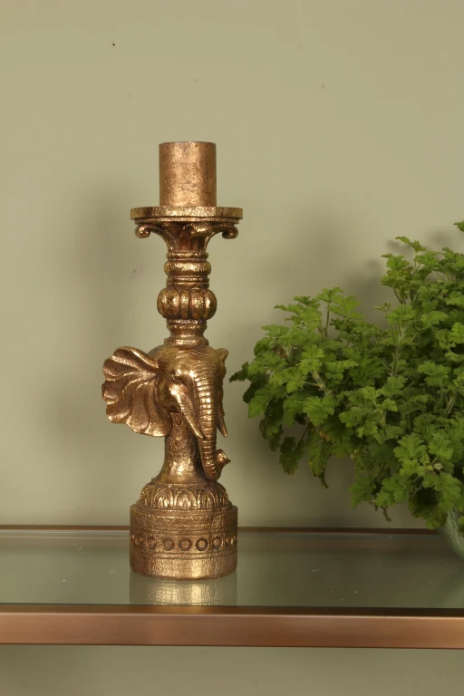 Elefantlysestage - 38,5 cm - guld - kunstharpiks
