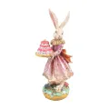 Kaninfigur med kage - lyserød - 28,5 cm