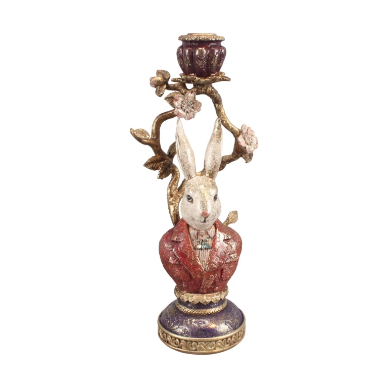 Kandelaber Kanin - 30,5 cm - flerfarvet - kunstharpiks