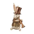 Kaninfigur med trompet - guld - 17 cm