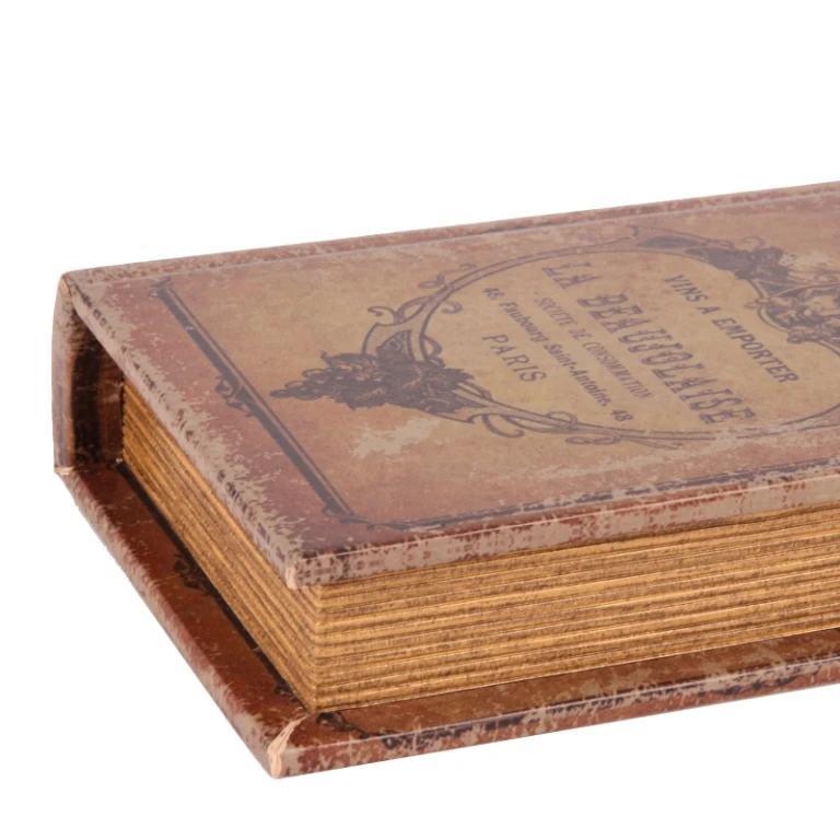Opbevaringsboks i bogform - 15 cm - brun - kunstlæder