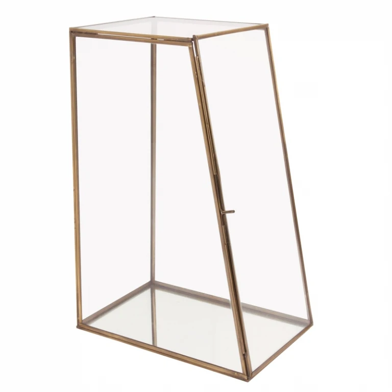Displaybox - messing og glas - guld - 45 cm - 1 stk