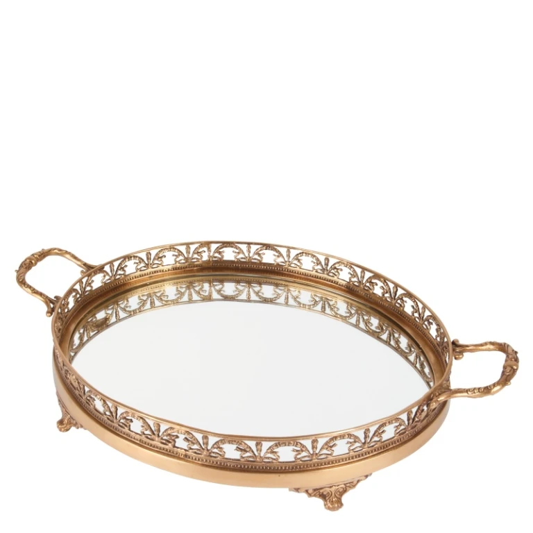 Bordbak messing guld med spejl - 50 cm