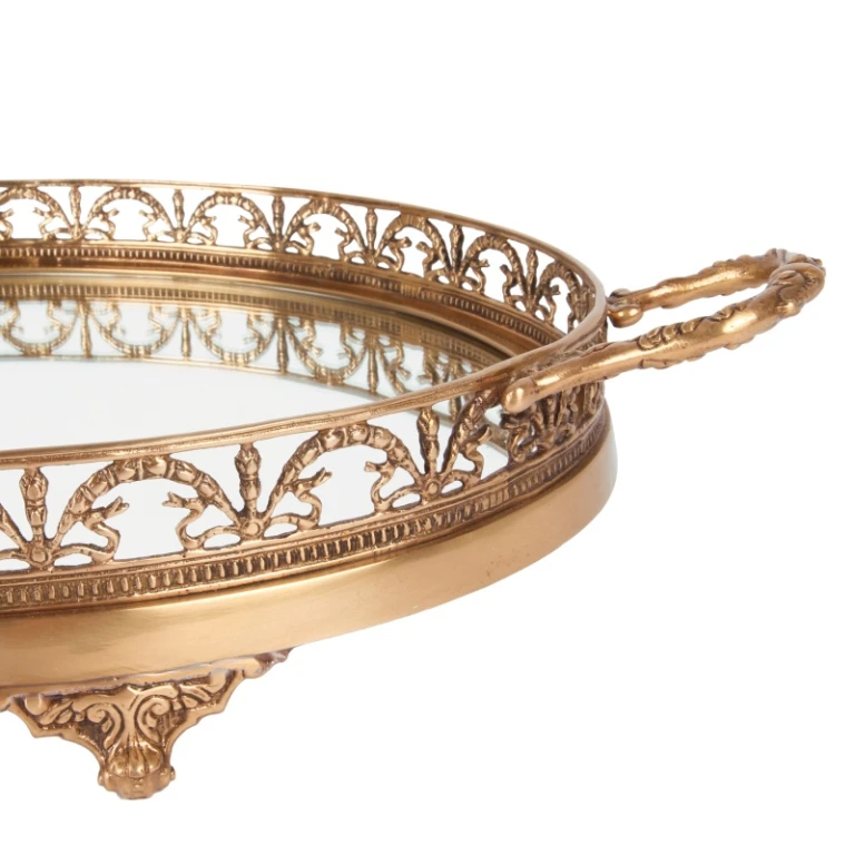 Bordbak messing guld med spejl - 50 cm