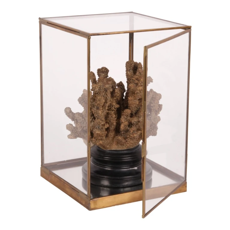 Displaybox - guld - messing og glas - 40 cm - 1 stk