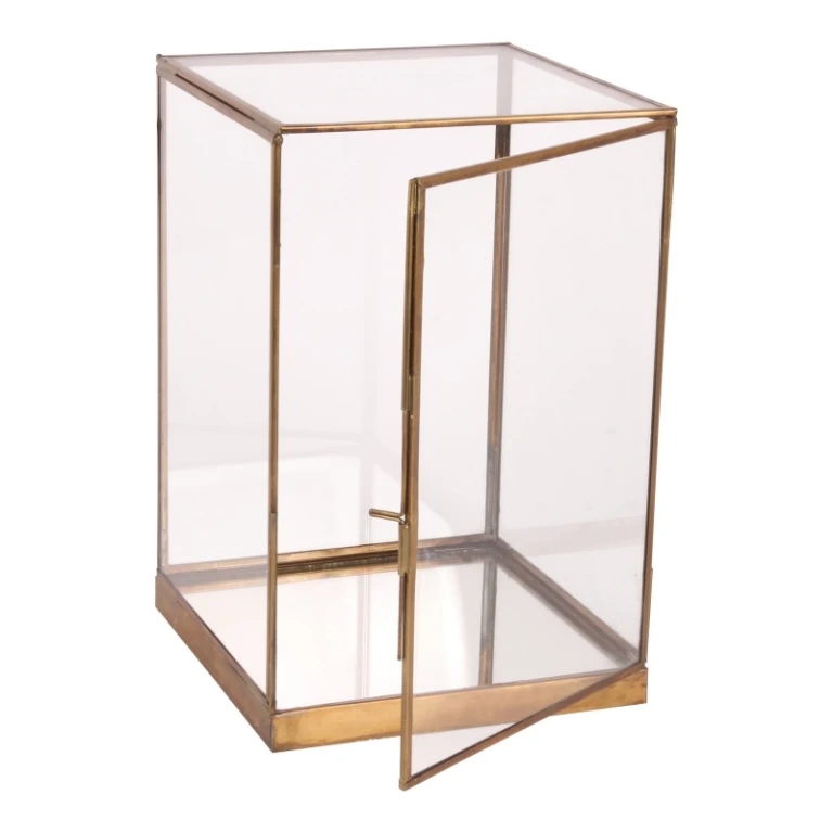 Displaybox - guld - messing og glas - 40 cm - 1 stk
