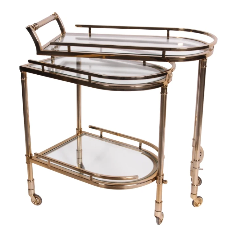 Barvogn - guld - glas & stål - 83 cm