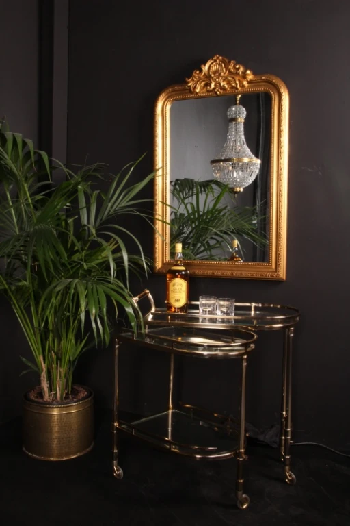 Barvogn - guld - glas & stål - 83 cm