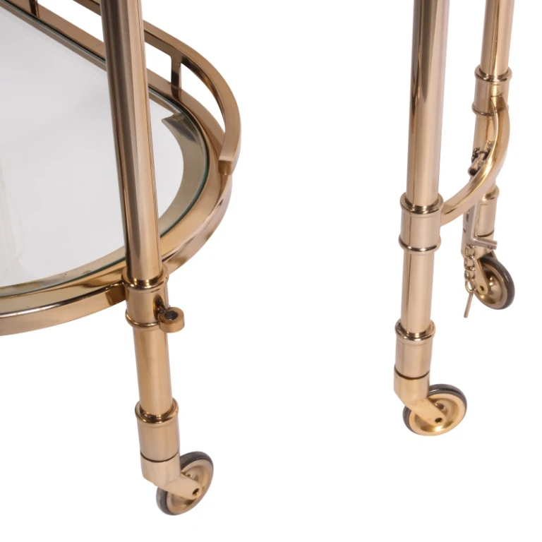 Barvogn - guld - glas & stål - 83 cm