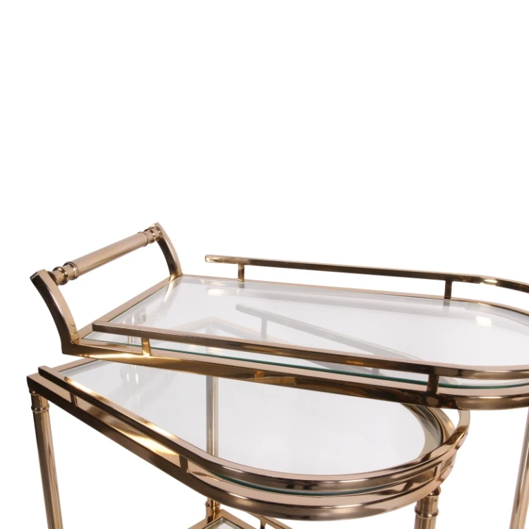 Barvogn - guld - glas & stål - 83 cm
