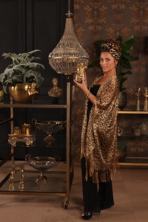 Dutch Style Kronelampe Colosseo - 80 cm - guld - jern og glas
