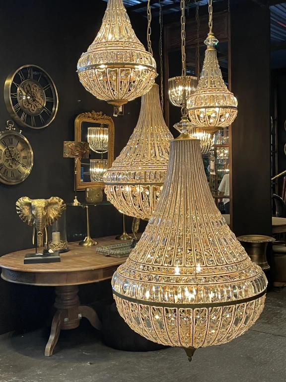 Dutch Style Kronelampe Colosseo - 80 cm - guld - jern og glas