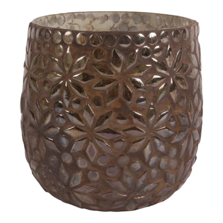Vægelampeholder Mozaikblomst - brun - glas - 12 cm