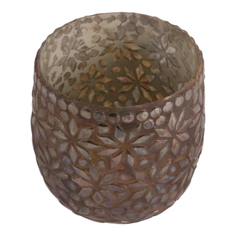 Vægelampeholder Mozaikblomst - brun - glas - 12 cm
