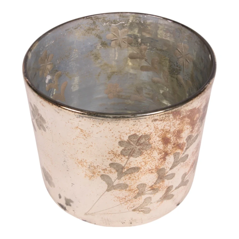 Vægelampe Blomster - guld - glas - 18 cm