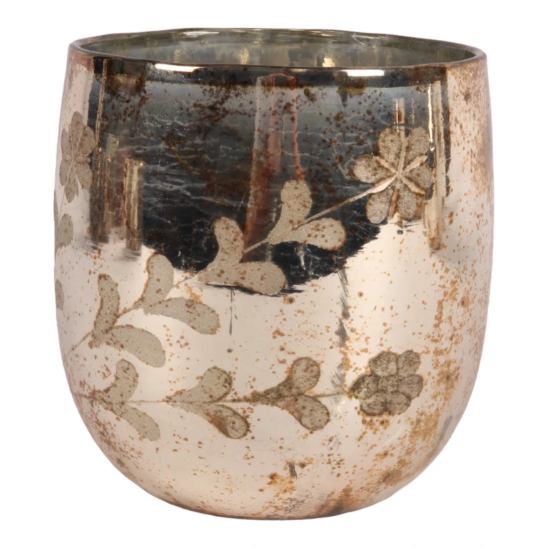 Vægelampe Blomster - guld - glas - 16 cm