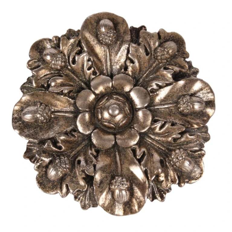 Vægornament i blomstform - sølv - 15 cm - kunstharpiks