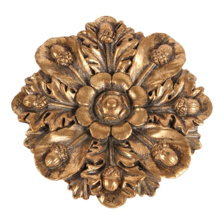 Vægornament Blomst - guld - 15 cm - kunstharpiks
