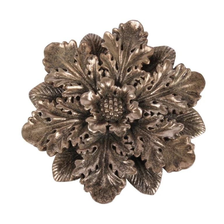 Vægornament Blomst - sølv - 20 cm - kunstharpiks