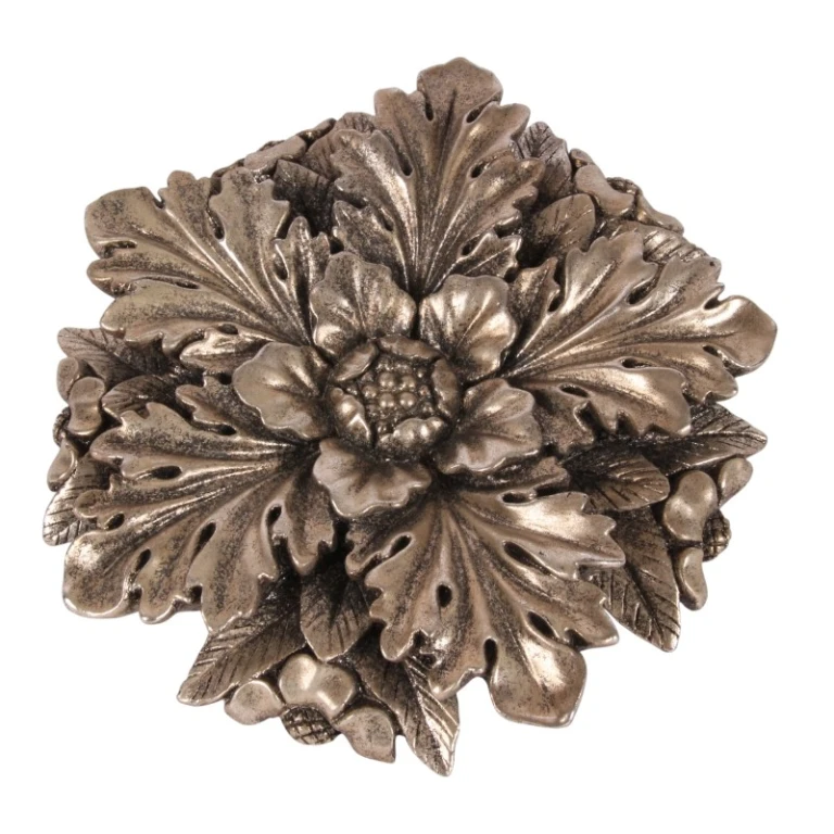 Vægornament Blomst - sølv - 25,5 cm - kunstharpiks