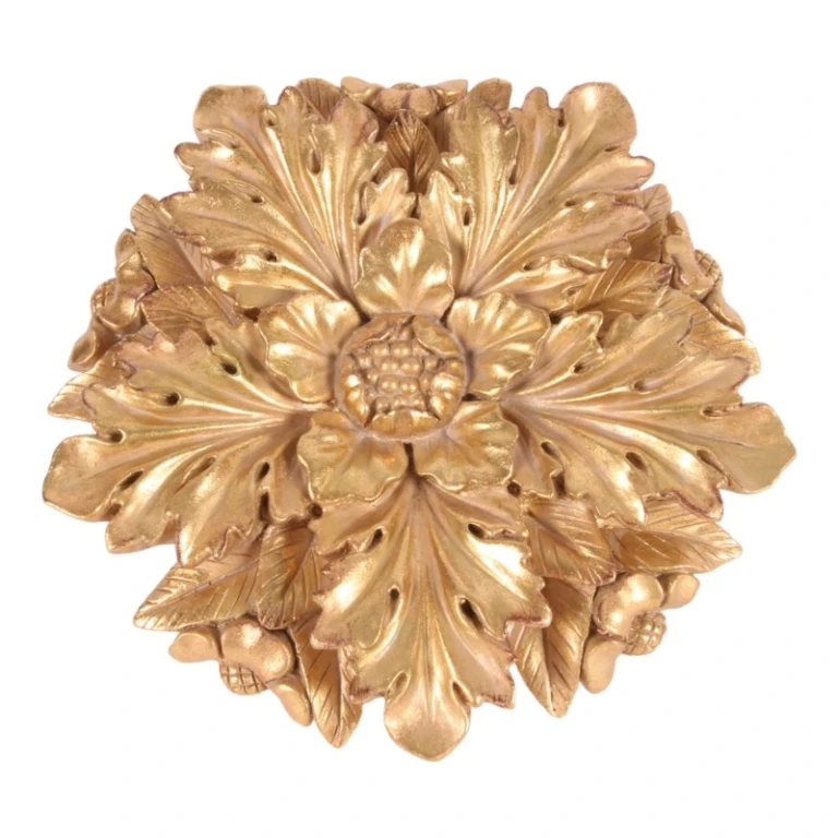 Vægornament Blomst - guld - 25,5 cm - kunstharpiks