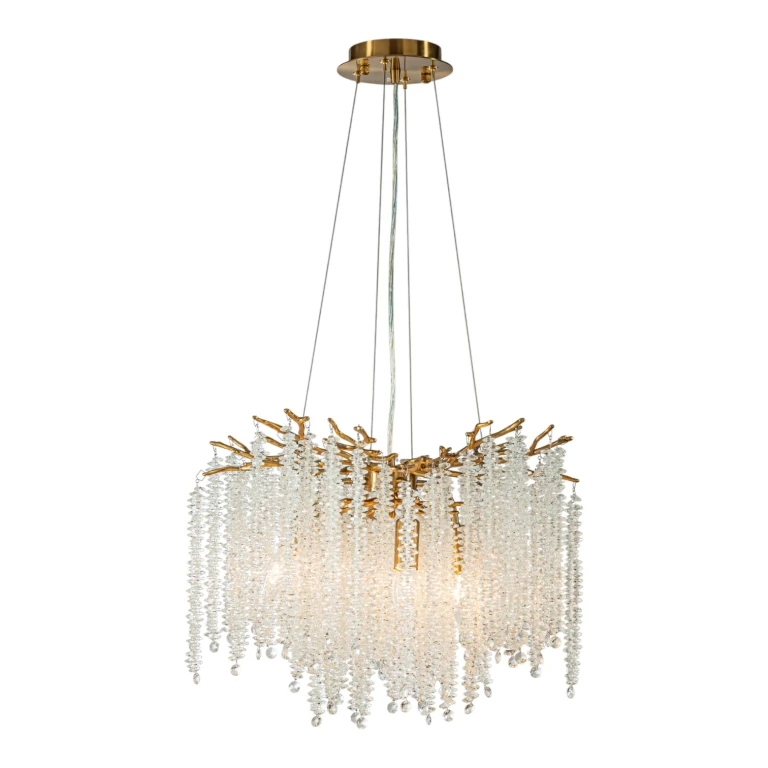 Dutch Style Kronelampe Vandfald - 45 cm - guld - glas