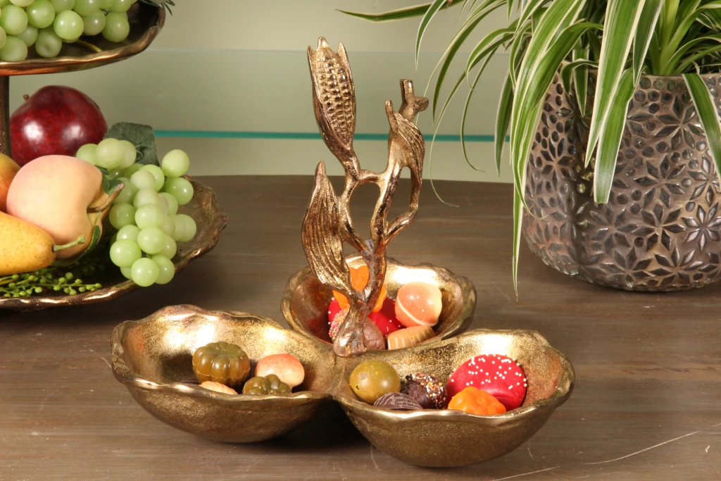 Decorative bowls - gold - aluminum - set of 3 pieces - 24 cm
