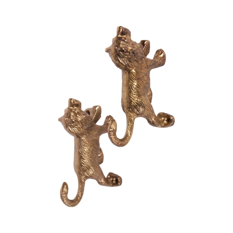 Vægkrog løve - guld - aluminium - 12 cm