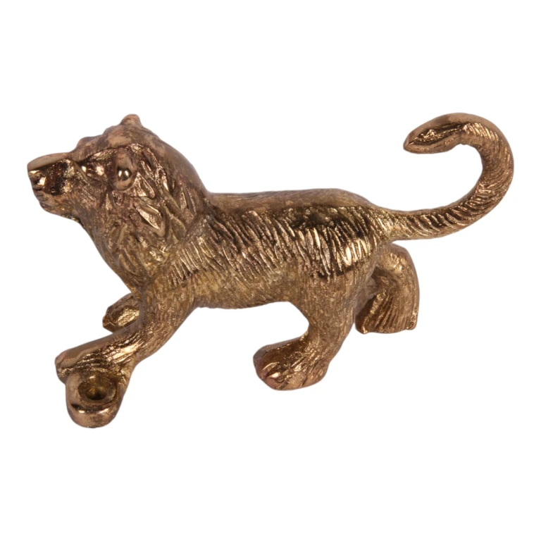 Vægkrog løve - guld - aluminium - 12 cm