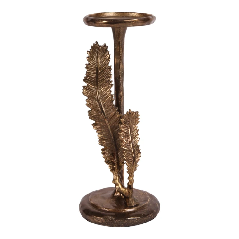 Kandelaber Fjer - 28 cm - guld - aluminium