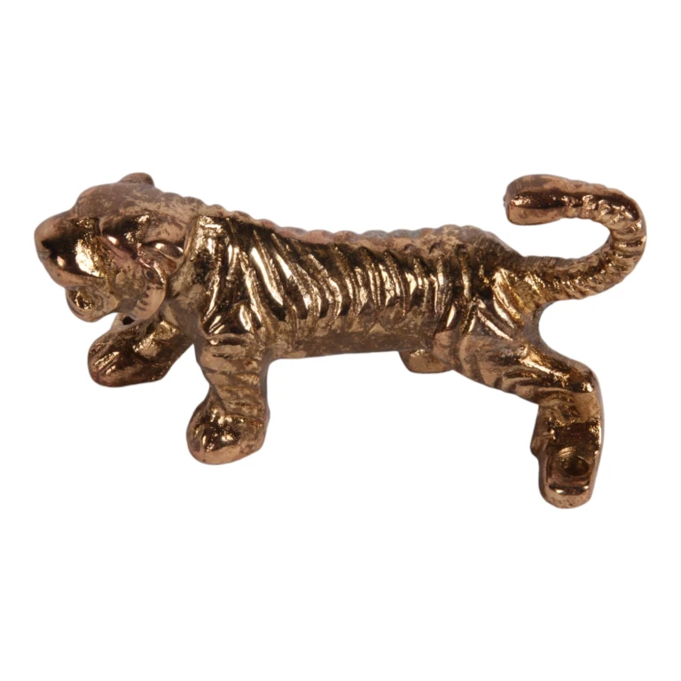 Vægkrog tiger - 12 cm - guld - aluminium
