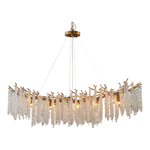 Dutch Style Kroonluchter Waterfall - 120 cm - goud - glas