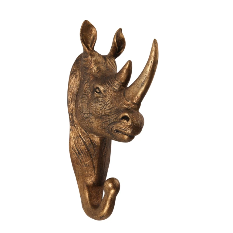 Vægkrog Næsehorn - guld - 18,5 cm