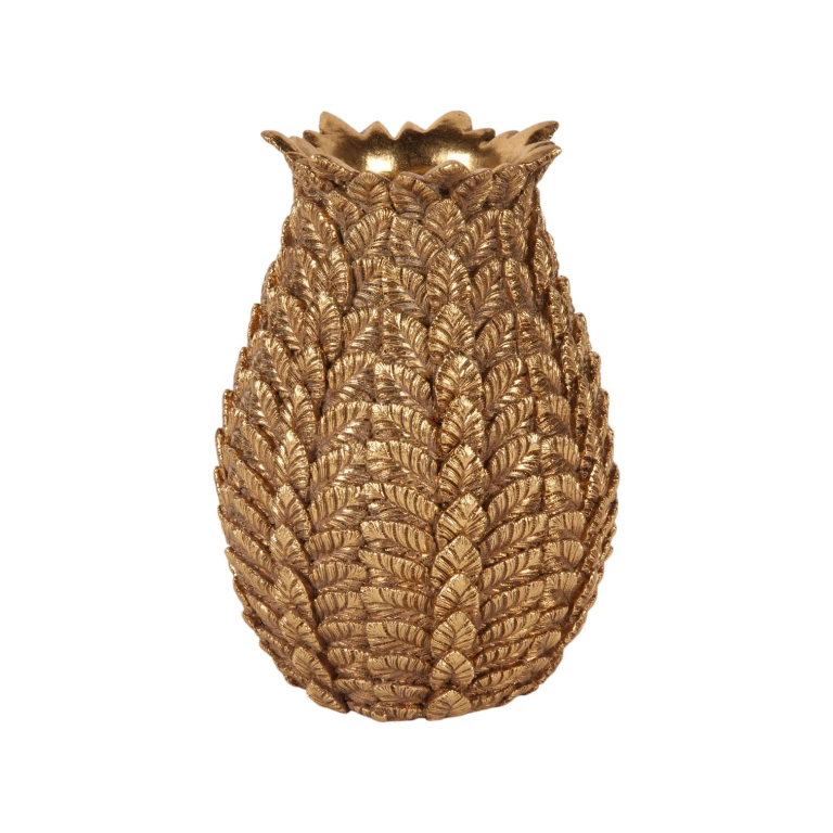 Vase med Blade - 21 cm - guld - kunstharpiks