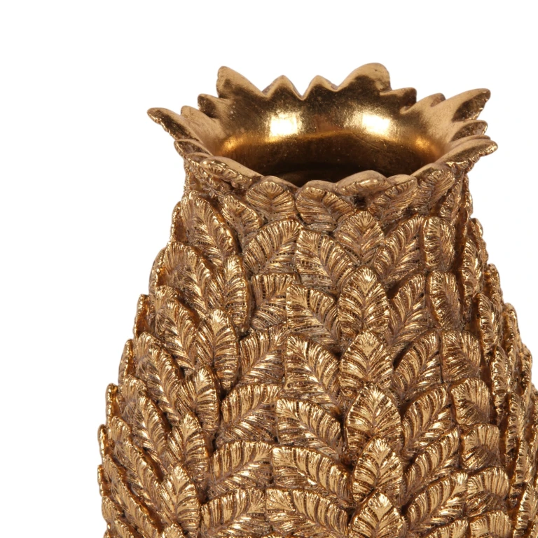 Vase med Blade - 21 cm - guld - kunstharpiks