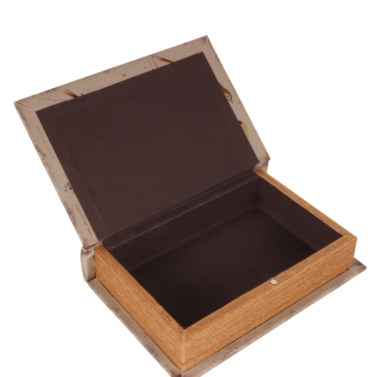 Opbevaringsboks i bogform - 20 cm - beige - kunstlæder - 1 stk