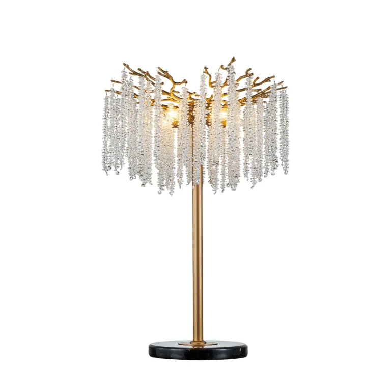 Bordlampe Waterfall - guld - jern og glas - 85 cm